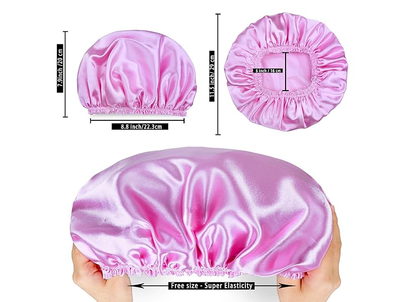 4 PCS Shower Caps for Women, Elastic and Reusable Bath Caps, Double Waterproof Layers Shower Cap, Bathing Shower Caps, Environmental Protection Hair Bath Hat - Printed Color