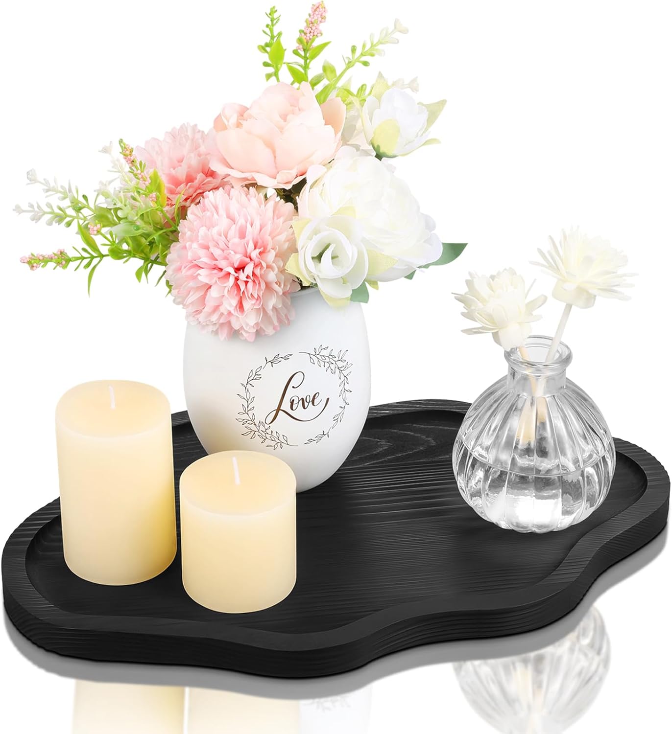 Small Decorative Tray Wood Decorative Serving Tray for Candles Perfume, Cloud Wooden Jewelry Tray Trinket Dish, Wooden Trays for Coffee Table Home Decor