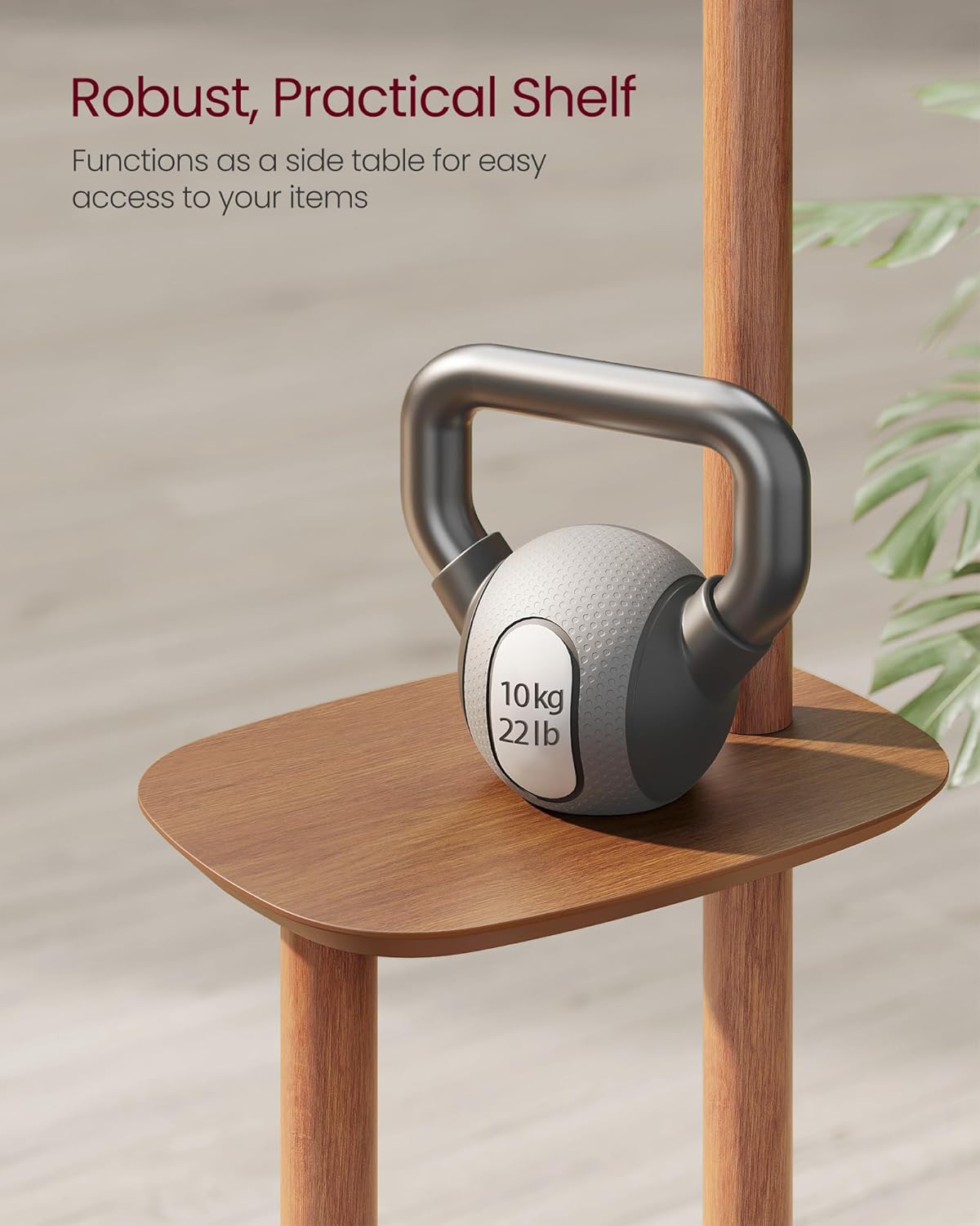 Coat Rack, Free Standing Coat Stand, Hall Coat Tree with 8 Hooks and Storage Shelf, 67.2 Inch Tall, for Coats, Hats, Bags, for Entryway, Hallway, Bedroom, Caramel Brown URCR040K01