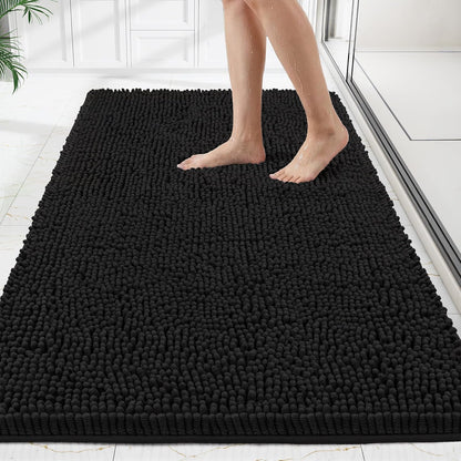Bathroom Rugs Mat 60 x 36, Thick Soft Absorbent Chenille Bath Rugs, Rubber Backing Bath Mats for Bathroom Floor, Tub, Shower, Bedroom, Home Decor Accessories, Quick Dry Machine Washable, Beige